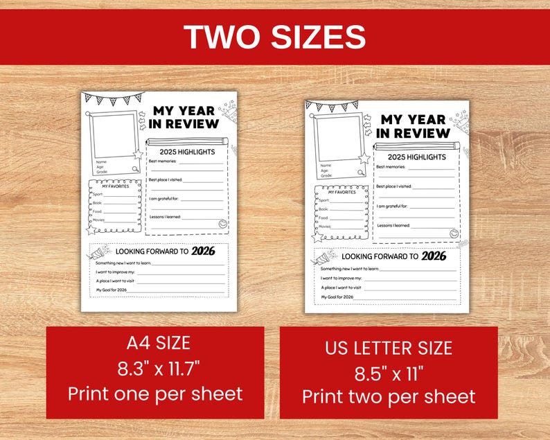 Kids My Year in Review Printable, End of Year Reflections, 2026 Holiday ...