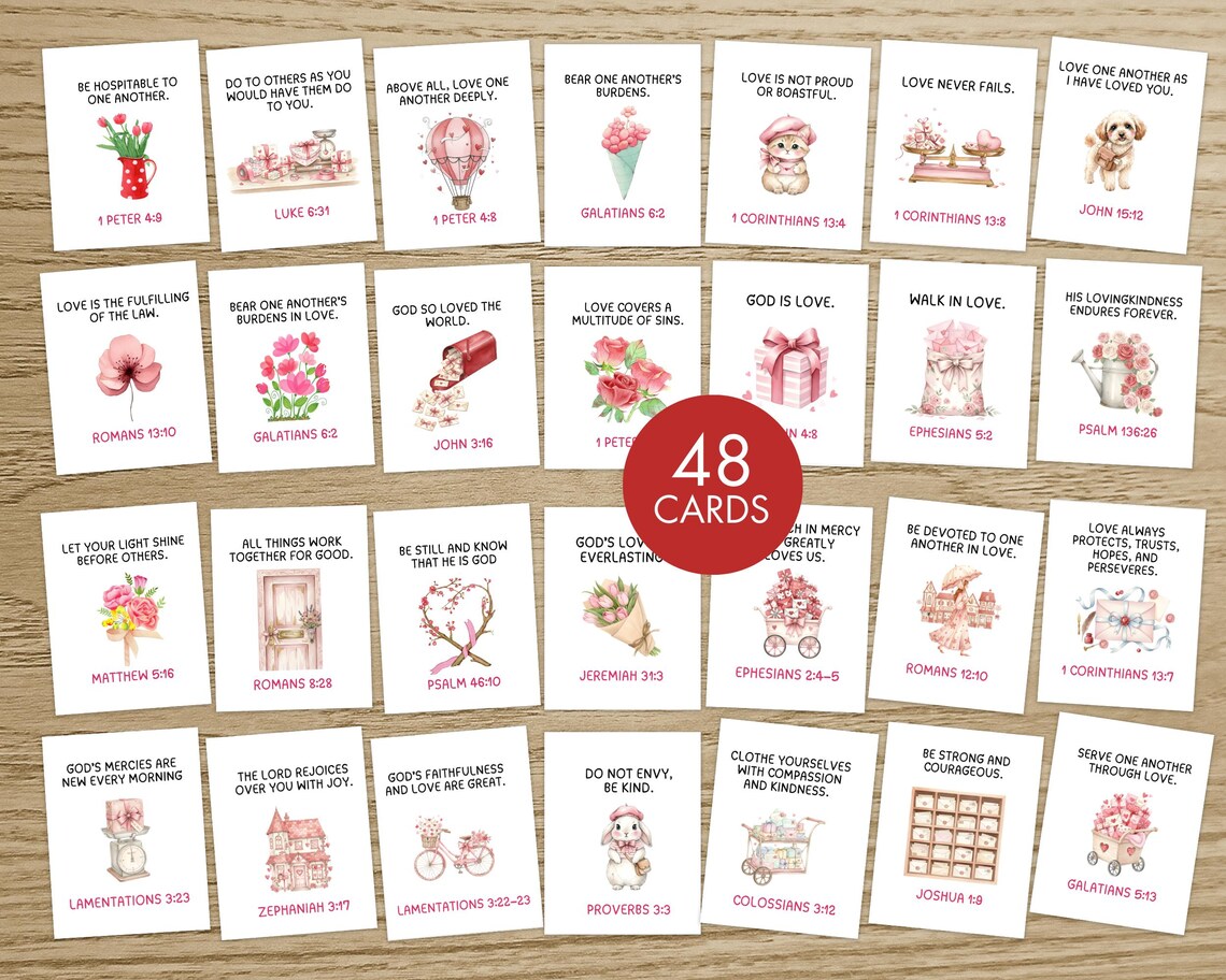 Bible Valentine Cards Printable Bible Verse Love Scripture Cards for ...