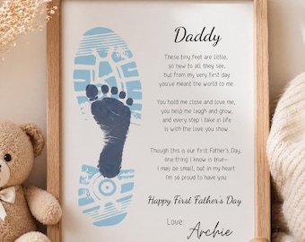 First Father's Day Footprint Art, Baby Toddler Keepsake Poem, Father's Day Poem, Footstep Gift from Kids Digital Download
