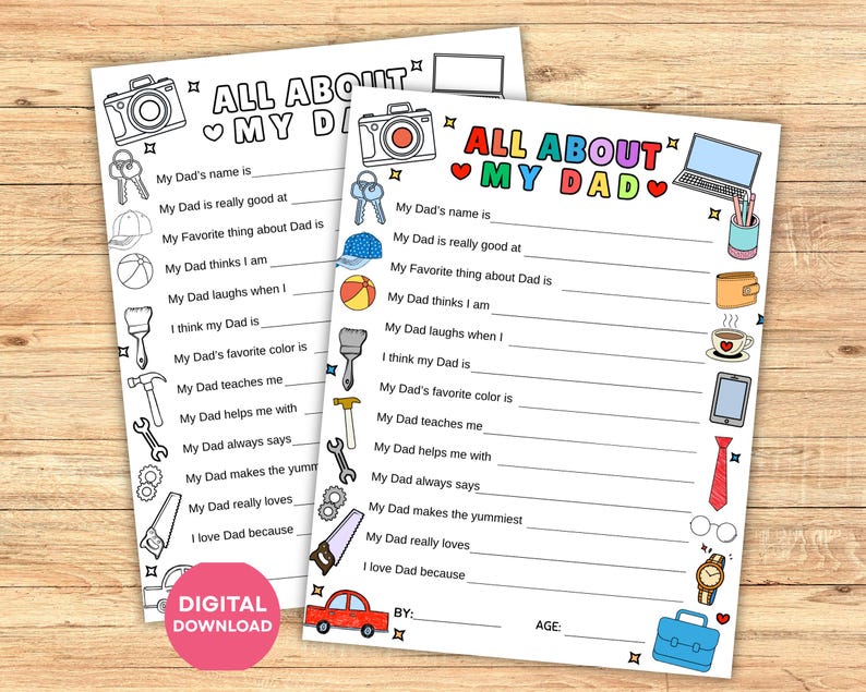 Father's Day Printable Questionnaire: All About My Dad Coloring Page image 10