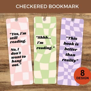 Set di segnalibri a scacchi stampabili, segnalibro con citazioni divertenti, regalo per lettori, regalo per amanti dei libri, segnalibro estetico, segnalibro retrò alla moda