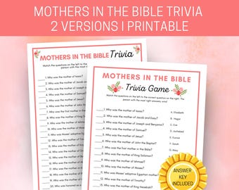 Mothers In The Bible Trivia Printable, Mothers Day Bible Game, Christian Mothers Day Match Up Game, Bible Trivia For Kids, Women, Church