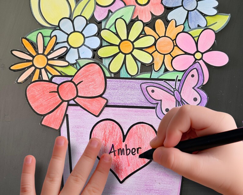 Spring Flower Pot Craft Printable Mother's Day Color Cut and Paste Kids ...
