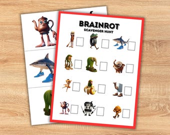 Brain Rot Scavenger Hunt Game Printable, Italian Brainrot Inspired Scavenger Hunt Game Classroom, Birthday Party Game, Kids Holiday Activity