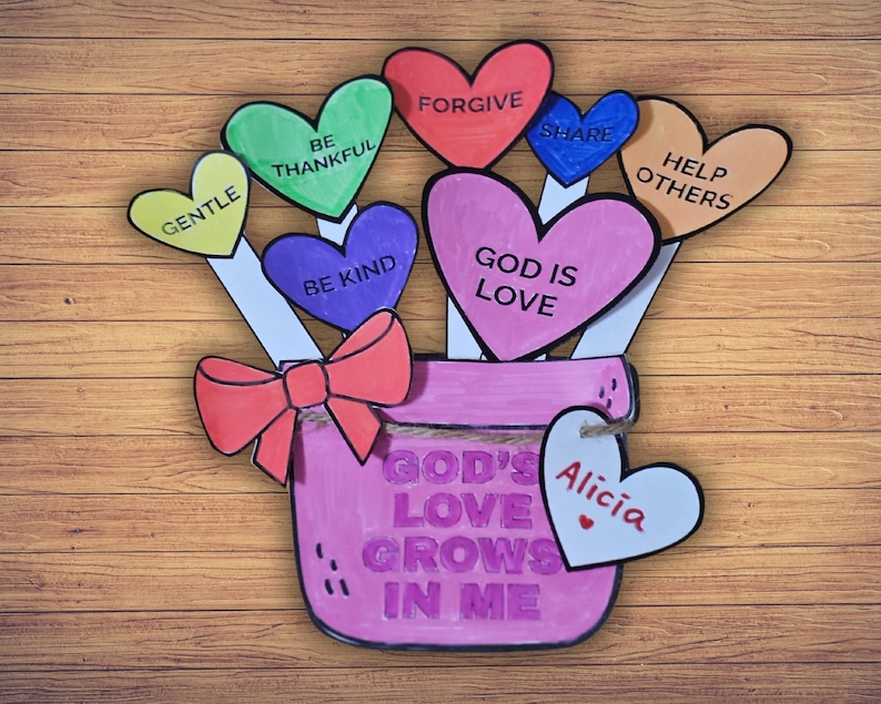 Printable God’s Love Grows in Me Valentine’s Day Christian Craft for ...