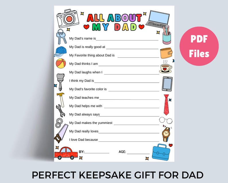 Father's Day Printable Questionnaire: All About My Dad Coloring Page image 7