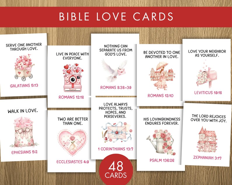 Bible Valentine Cards Printable Bible Verse Love Scripture Cards for ...