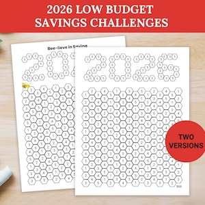 Printable 2026 Savings Challenge Low Numbers, Sinking Funds Money Challenge, Penny Savings, Envelope Challenge, Bee Theme & Plain Versions