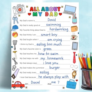 Father's Day Printable Questionnaire: All About My Dad Coloring Page image 1