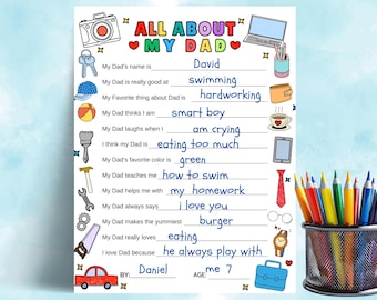 Father's Day Printable Questionnaire: All About My Dad Coloring Page
