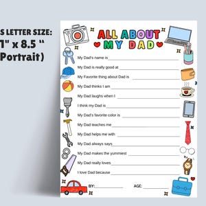 Father's Day Printable Questionnaire: All About My Dad Coloring Page image 5