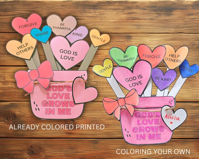 Printable God’s Love Grows in Me Valentine’s Day Christian Craft for ...