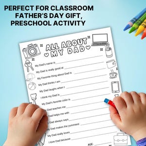 Father's Day Printable Questionnaire: All About My Dad Coloring Page image 4