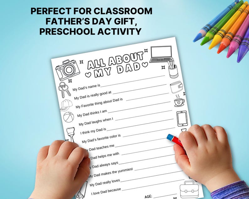 Father's Day Printable Questionnaire: All About My Dad Coloring Page image 4