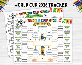 Afdrukbare tracker WK 2026 voor kinderen | Beugelschema voetbal en voetbaltoernooi