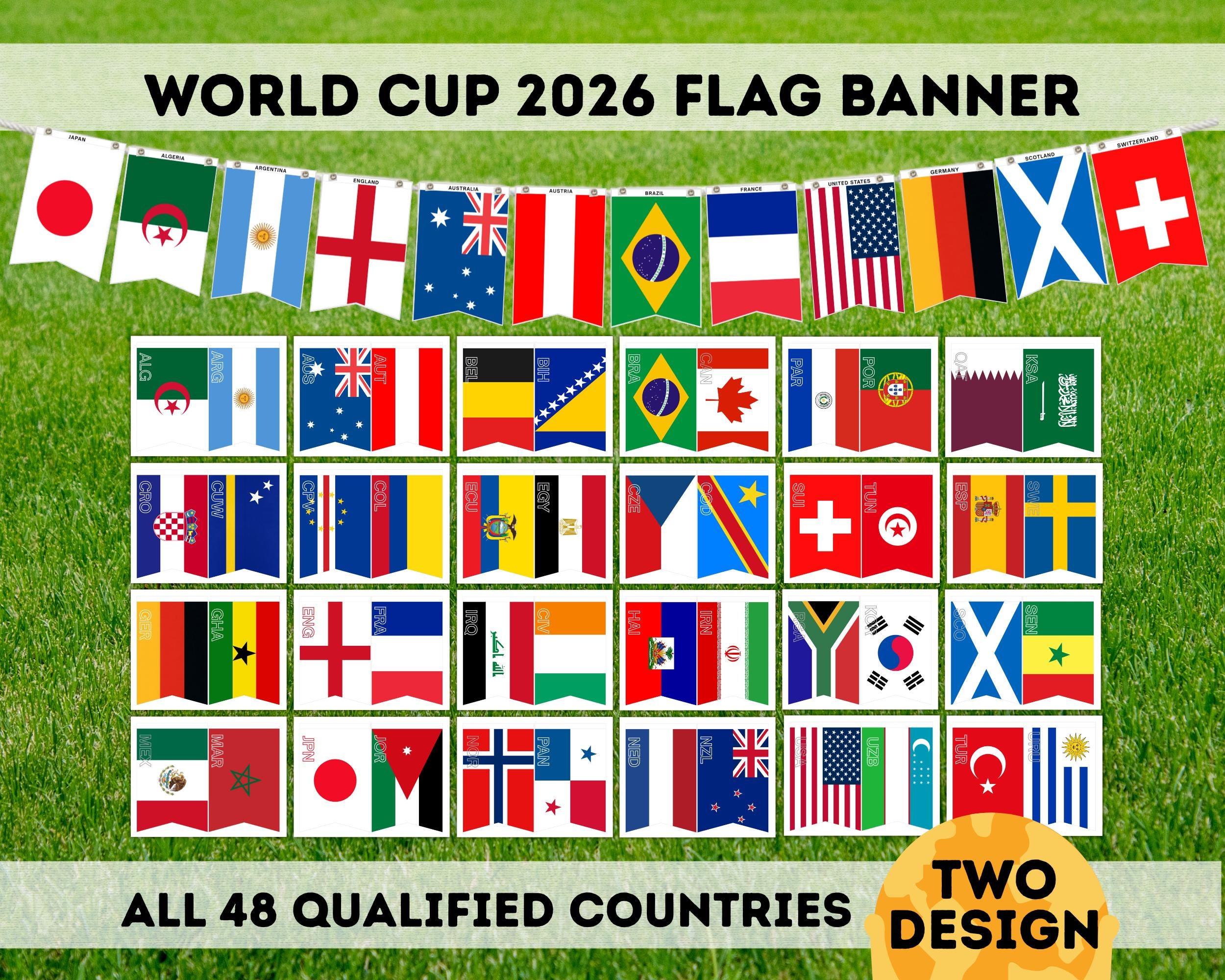 Printable World Cup 2026 Flag Banner With All Qualified Countries