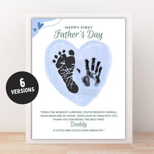 First Father&#39;s Day Footprint And Handprint Craft Printable, Keepsake Gift for First Fathers Day, First Dad Gift From Baby Boy, Baby Girl