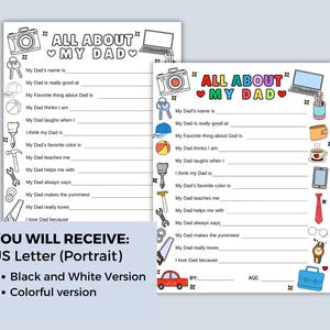 Father's Day Printable Questionnaire: All About My Dad Coloring Page image 2