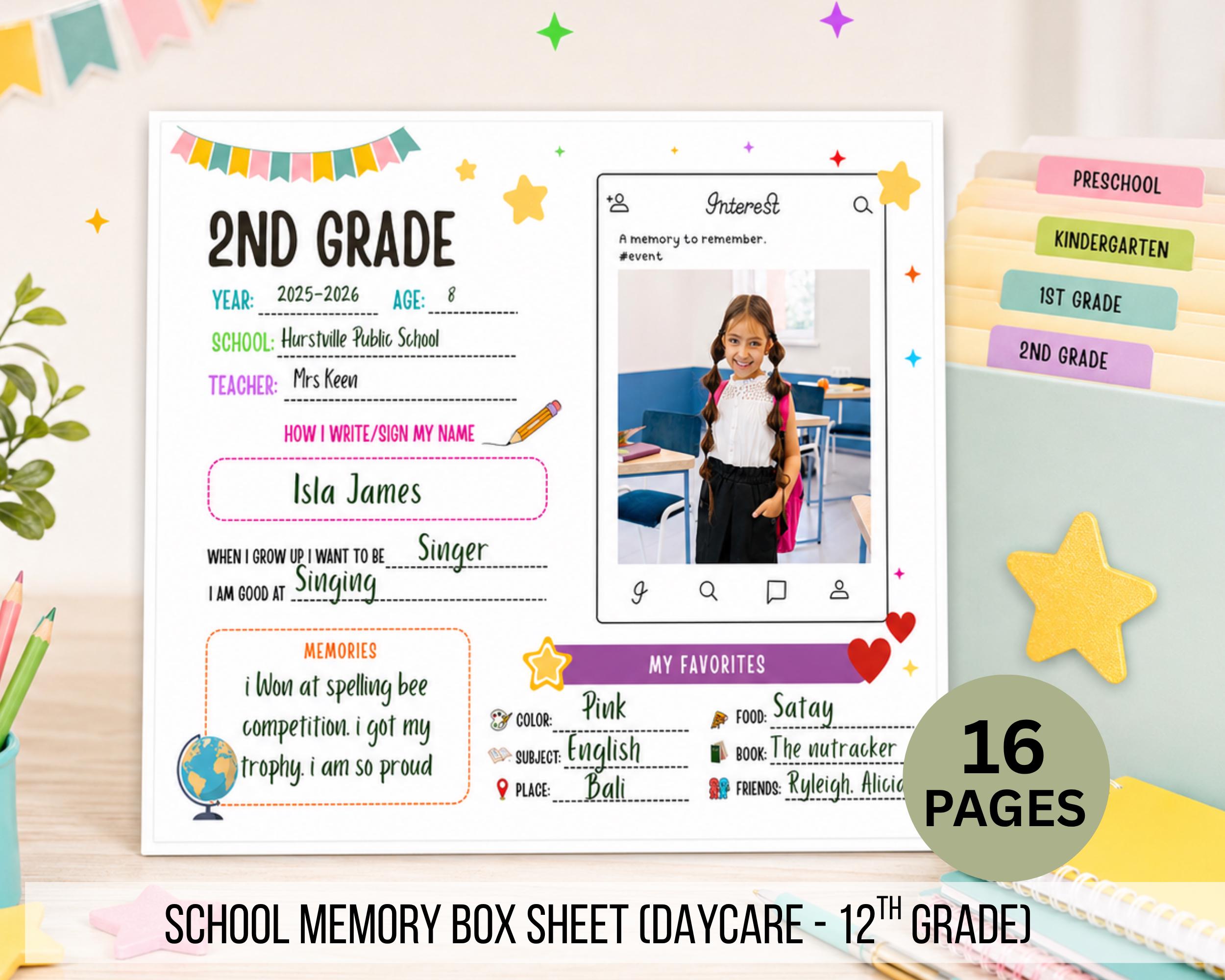 School Memory Box File Folder Cover, Printable School Keepsake Box ...