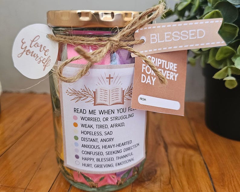 Printable Bible Verse Jar Kit, Daily Scripture Encouragement Jar ...