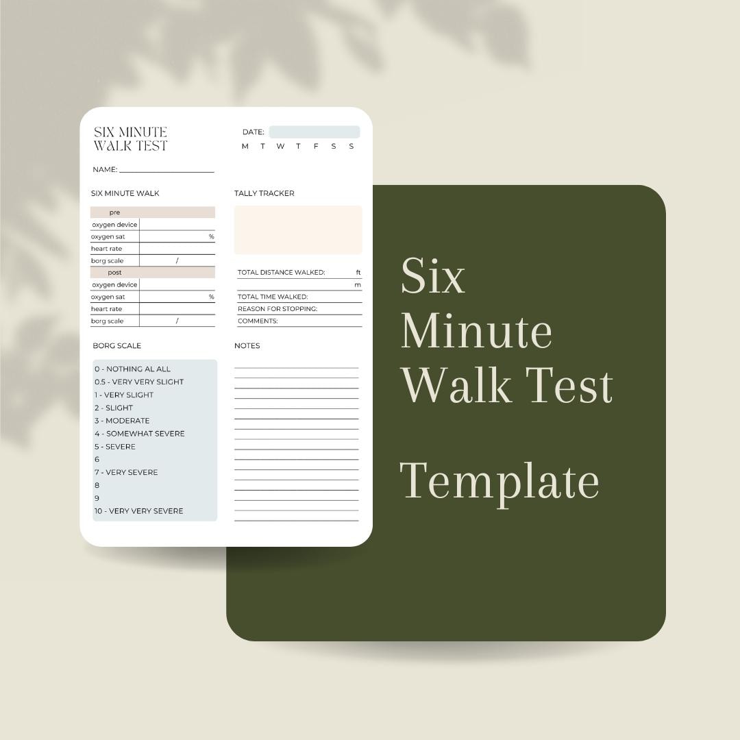 Six minute Walk Test PDF Template Easy to use Printable Health Tracker