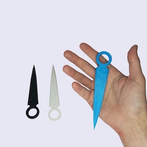 Warframe 3D Printed Kunai Set - 3 Lightweight and Durable Kunai for Cosplay, Collection, and Fun (White, Black, Blue)