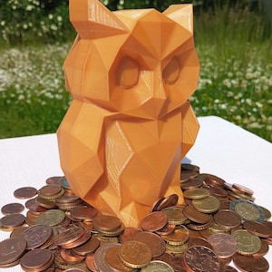 Low Poly Owl Coin Bank – 3D Printed A Cute And Functional Money Box For Kids And Adults. Eco-Friendly PLA, Modern Geometric Design