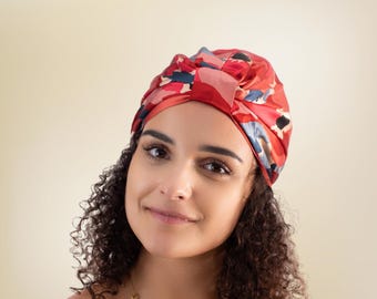 Bonnet de nuit 100% soie de mûrier - Double épaisseur - Idéal cheveux bouclés - Grade 6A - 22 mommes - Chouchou en soie inclus