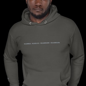 Binary Code Hoodie: Funny Programmer Gift, Minimalist Tech