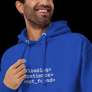 Funny Tech Hoodie: Loading Patience Not Found - Glitch Humor