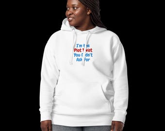 Funny Embroidered Plot Twist Hoodie: Cozy Gift for Writers & Film Buffs