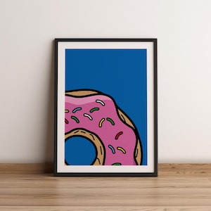 Poster minimalista Ciambella A3 | Illustrazione Pop Art ispirata ai Simpson | Poster decorativo retrò | Serie TV anni '90 | Idea regalo per i fan dei Simpson