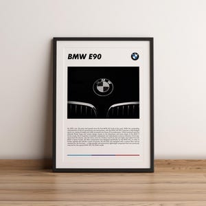 Locandina della BMW E90 | Manifesto di un'auto sportiva tedesca | Decorazione murale A3 per gli appassionati della BMW M3 | Decorazione da parete per garage auto | Regalo per lui