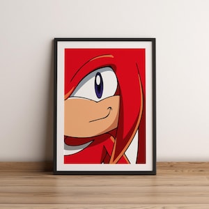A3 Knuckles Poster | Sonic Inspired Retro Gamer Wall Art | Gaming Bedroom Decor | SEGA Video Game Fan Gift | Gift Idea | Mega Drive | Sega