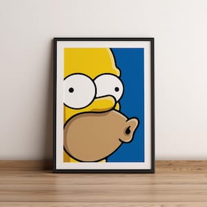 Affiche Homer Simpson | Illustration Pop Art Inspirée des Simpsons | Poster minimaliste | Idée Cadeau fan Simpson Cartoon | Série années 90