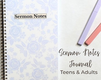 Sermon Notes Journal for Teens & Adults | Christian Church Notebook | Bible Study Tools | Note-taking + Reflection