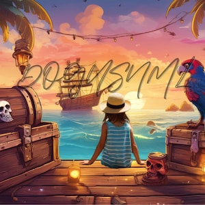 Cartoon Piraten Pier Hintergrund | 8 hochauflösende digitale Piratenschiff-Hintergrund für kreative Fotobearbeitung