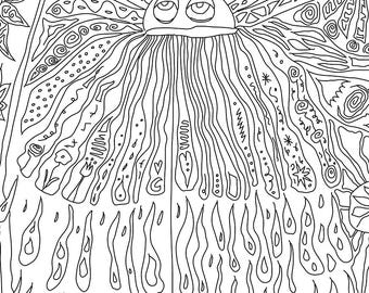 Digital Hand Drawn Adult Coloring Page Flowers  Detailed