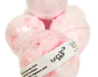 Pink Sugar Bath Bomb, Bath Fizzy,  spa gift, stocking stuffer, gift for mom, fruity candy