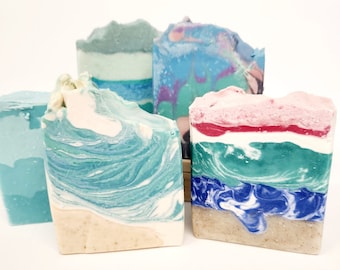 Beach Theme Soap Collection -5 specialty Designs & Scents - Vegan blend of oils to nourish skin, big sudsy lather, can't wait for summer!