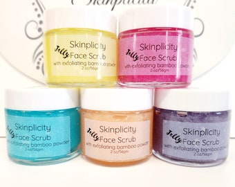 Face Scrub Jelly Scrub - Facial Scrub - Facial Exfoliation for all skin, pro-formulation, Bamboo Scrub, free shipping