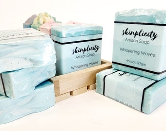 Whispering Waves Soap - Oregon Coast collection- Vegan blend of oils to nourish skin, big sudsy lather