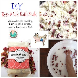 PDF-tutorial DIY Rose Milk Bath Soak - direct downloaden - Recept kan worden gebruikt met veganistische of andere melk