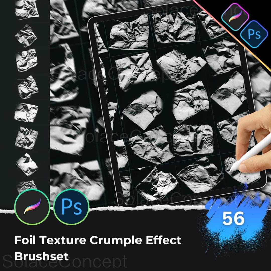Realistic Foil Texture Procreate PS Brushset Semi-transparent Aluminum ...