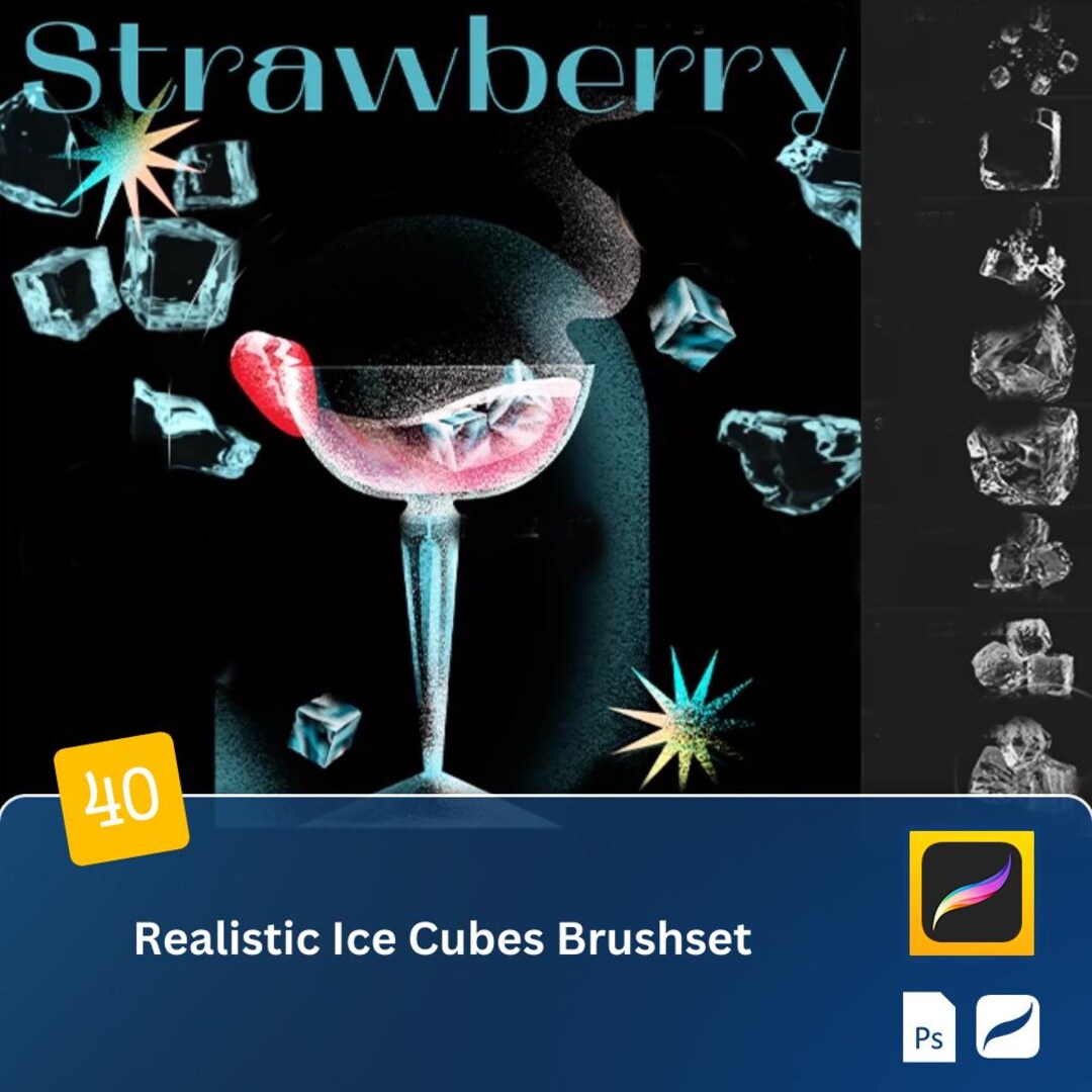 Realistic Ice Cubes Procreate & PS Brushes – Chilled, Frosted ...