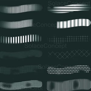 May include: A dark teal background with various white and light teal geometric patterns. The patterns include stripes, grids, and dotted designs, with the text "SolaceConcept" subtly placed throughout.