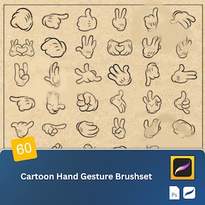 Cartoon Hand Gesture Procreate & Photoshop Brushes – Cute Hand Drawn Hand Poses for Anime and Illustration