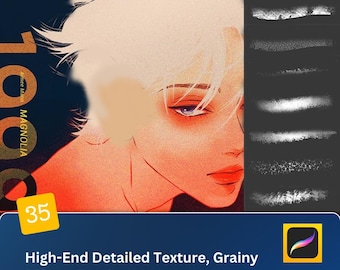 High-End Detailed Texture Procreate and Photoshop Brushset Grainy Effects, and Hand-Drawn Illustrations for iPad Drawing