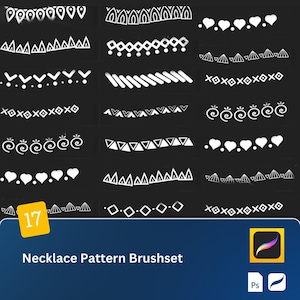 Necklace Pattern Procreate & Photoshop Brushes Elegant Fashion Accessories, Portrait Adornments, Colorful Borders, Decorative Floral Designs