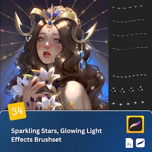Sparkling Stars, Glowing Light Effects, and Shimmering Highlights  Procreate and PS Brushset Perfect for iPad Drawing Digital Art Creation